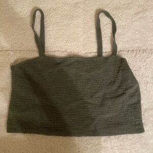 Green Knit Crop Top Tank